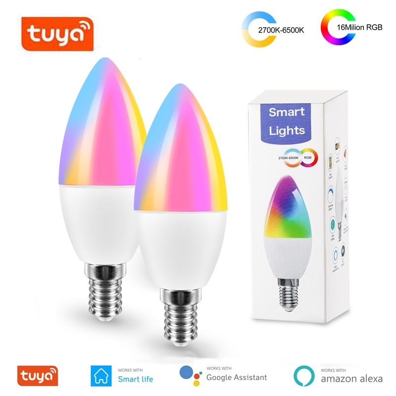 Tuya-Ʈ WiFi LED  E14 RGB CW   ..